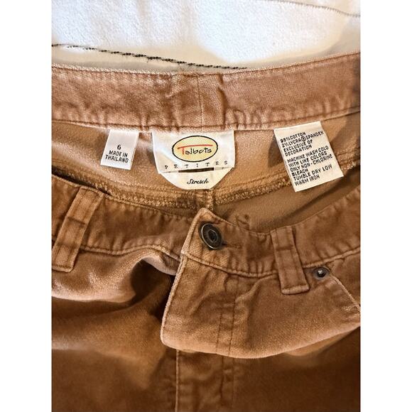 Talbots Petites | Women’s Faux Suede Straight Leg Pants Tan High Rise - Picture 4 of 6
